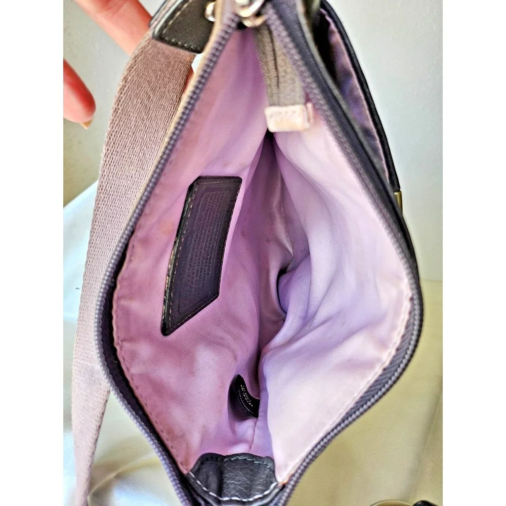 Coach Leather Mia Inlaid Suede Patchwork C Crossbody Bag in Grey 44299